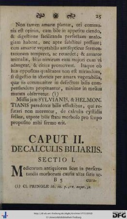 Caput II. De Calculis Biliariis.