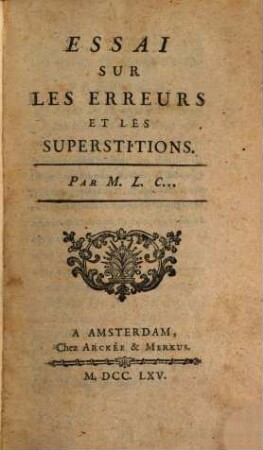 Essai Sur Les Erreurs Et Les Superstitions