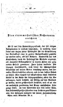 Plan eines methodischen Rechenunterrichtes