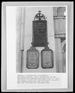 Gedenktafel zu den Napoleonischen Befreiungskriegen 1813-15