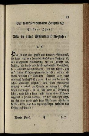 Der transscendentalen Hauptfrage