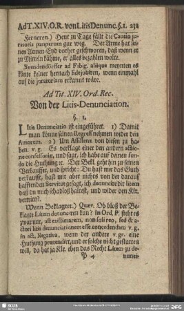 Ad Tit. XIV. Ord. Rec. Von der Litis-Denunciation
