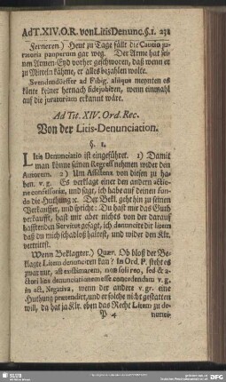 Ad Tit. XIV. Ord. Rec. Von der Litis-Denunciation