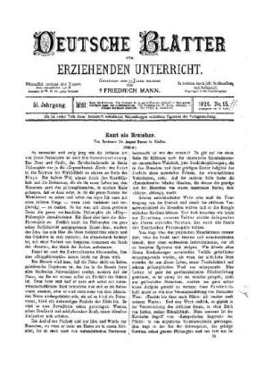 Kant als Erzieher (Schluß)