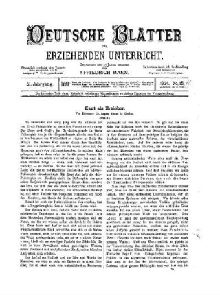 Kant als Erzieher (Schluß)