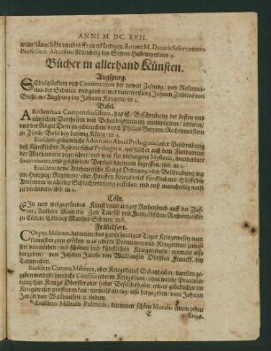 Bücher in allerley Künsten.