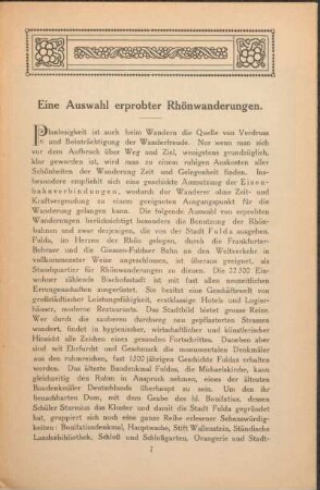 Eine Auswahl erprobter Rhönwanderungen. [Hinweis: Rhönkarte fehlt]