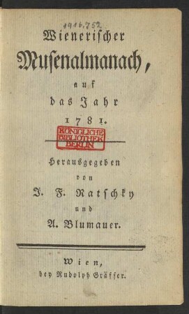 1781: Wienerischer Musenalmanach