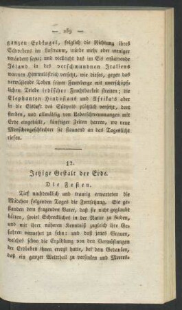 12. Jetzige Gestalt der Erde. Die Festen.
