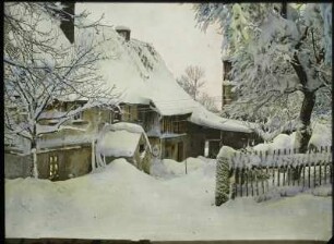 Langenhennersdorf : Langenhennersdorf. Wohnhaus der Familie G., Winteraufnahme