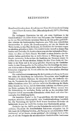 Grobecker, Manfred :: Studien zur Geschichtsschreibung des Albert Krantz, Diss., Manuskriptdruck : Hamburg, 1964
