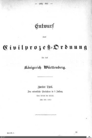 Entwurf einer Civilproceß-Ordnung, Teil 2
