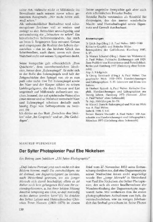 Der Sylter Photopionier Paul Ebe Nickelsen