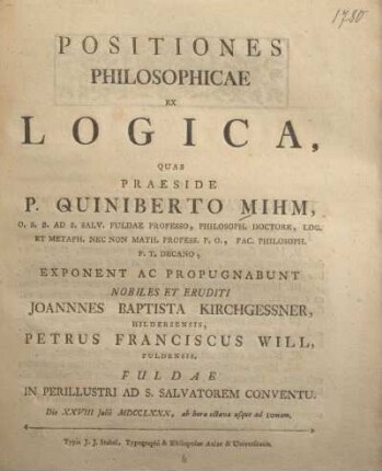 Positiones philosophicae ex logica