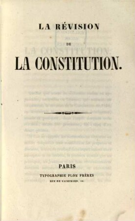 La révision de la constitution