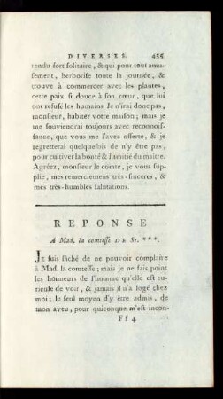 Reponse a Mad. La comtesse de St.***.