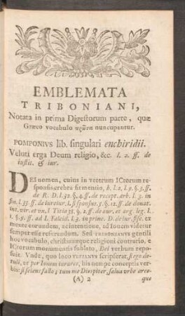 Emblemata Triboniani, Notata in prima Digestorum parte, quae Graeco vocabulo ...