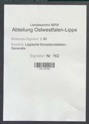 Erteilung von Exspektanzen auf künftig vakante Predigerstellen