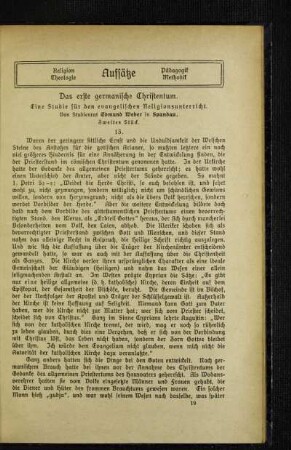 ¬Das¬ erste germanische Christentum : eine Studie für den evangelischen Religionsunterricht ; zweites Stück