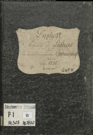 Kirchenbuchduplikat der evangelischen Gemeinde Lübbecke, Kreis Lübbecke (GHTK 1830) (Gemeinde: Evangelische Gemeinde Lübbecke)