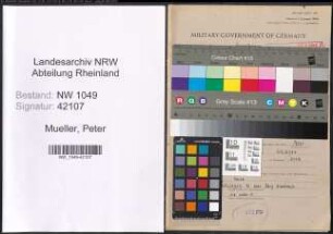 Entnazifizierung Peter Mueller , geb. 20.06.1918 (Verwaltungsangestellter)