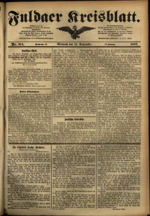 Ausgabe vom Mittwoch, den 18. September 1907.