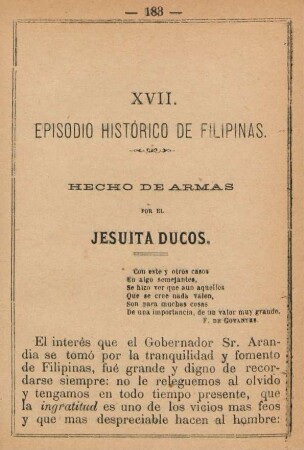 XVII. Hecho de armas por el Jesuita Ducos