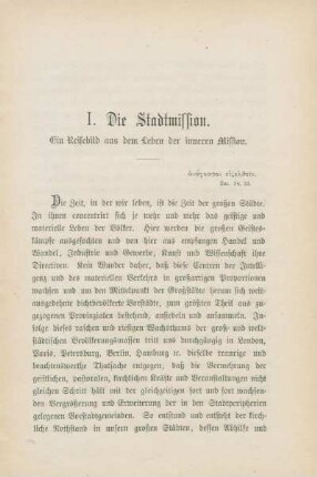 I. Die Stadtmission. Ein Reisebild aus dem Leben der inneren Mission