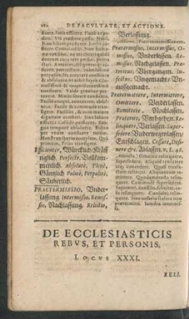 De Ecclesiasticis Rebus, Et Personis. Locus XXXI. - De Domo, Et Partibus Eius. Locus XL.