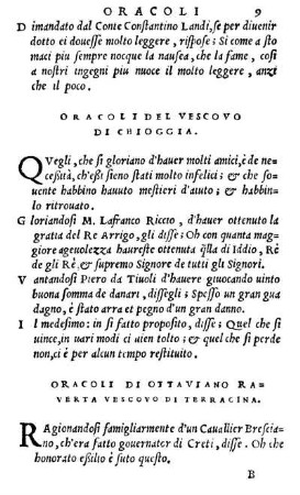 Oracoli Del Vescovo Di Chioggia.