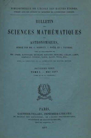 Tome I. - Mai 1877. Tome I. - Juin 1877.