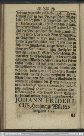 Johann Fridericus, Hertzog zu Würtenberg und Teck