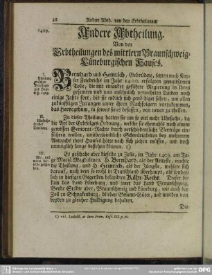 Andere Abtheilung. Von den Erbtheilungen des mittlern Braunschweig-Lüneburgischen Hauses