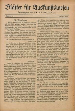 17.1918: Blätter für Auskunftswesen