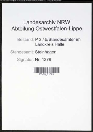 Heiratsregister Standesamt Steinhagen