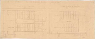 Fischer, Theodor; Würzburg, Münsterplatz; Sparkasse - Westbau - Treppe vom 1. OG zum 2. OG u. 2. OG zum DG (Grundrisse)