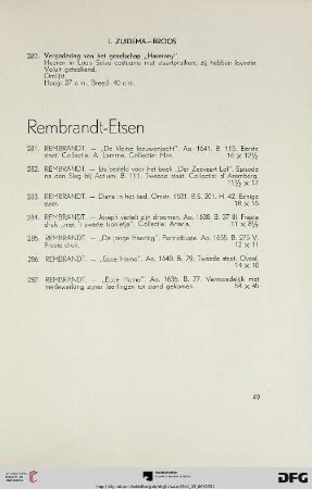 Rembrandt-Etsen (Nr. 281-287)