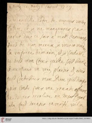 Elisabeth Charlotte (Liselotte) von der Pfalz - Briefe: Brief von Elisabeth Charlotte (Liselotte) von der Pfalz, Herzogin von Orléans, an Madame de Ludres
