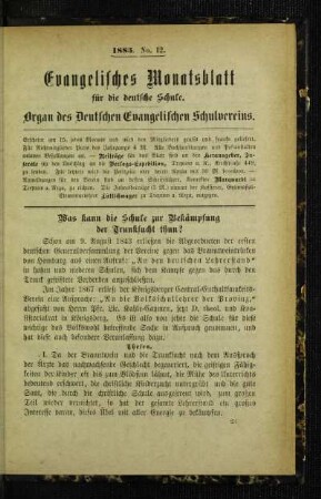 Was kann die Schule zur Bekämpfung der Trunksucht thun?