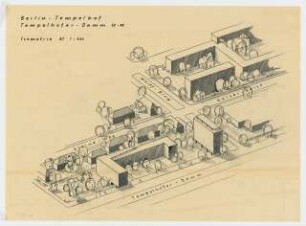 Wohnhäuser Tempelhofer Damm 32-42, Berlin-Tempelhof: Isometrie inklusive Kaiserkorso und Wolff-Ring 1:500