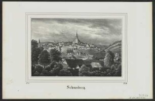 Ansicht von Schneeberg, Lithographie, 1835 : Schneeberg. - [Dresden] : [Pietzsch] , [1835]. - 1 Kunstblatt : Lithogr. ; 17 x 11 cm