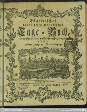 3.1772: Des Eckardtischen monathlichen Tage-Buchs ... Stück