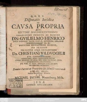 Disputatio Iuridica De Cavsa Propria