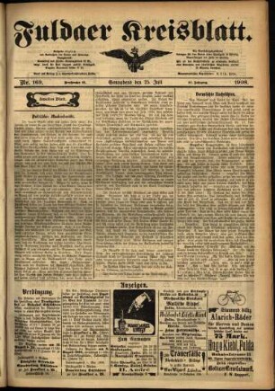 Zweite Ausgabe vom Samstag, den 25. Juli 1908.