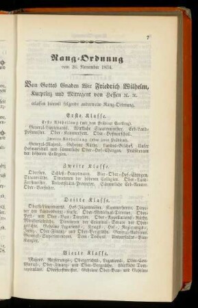 Rang=Ordnung vom 26. November 1834.
