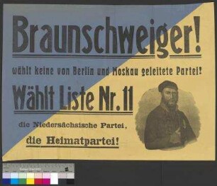 Wahlplakat der Braunschweigisch-Niedersächsischen Partei zur Landtagswahl am 7. Dezember 1924