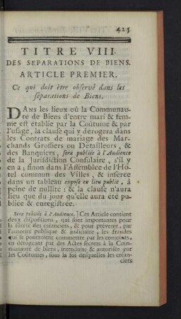Titre VIII. Des separations de biens.