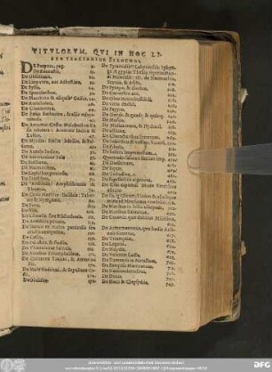 Titulorum, Qui In Hic Libro Tractantur Elenchus.
