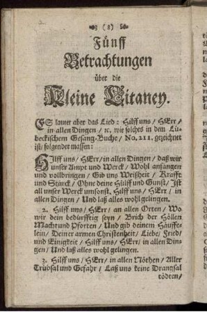 Fünff Betrachtungen über die Kleine Litaney.