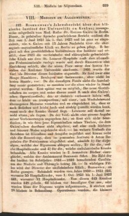 VIII. Medicin im Allgemeinen.